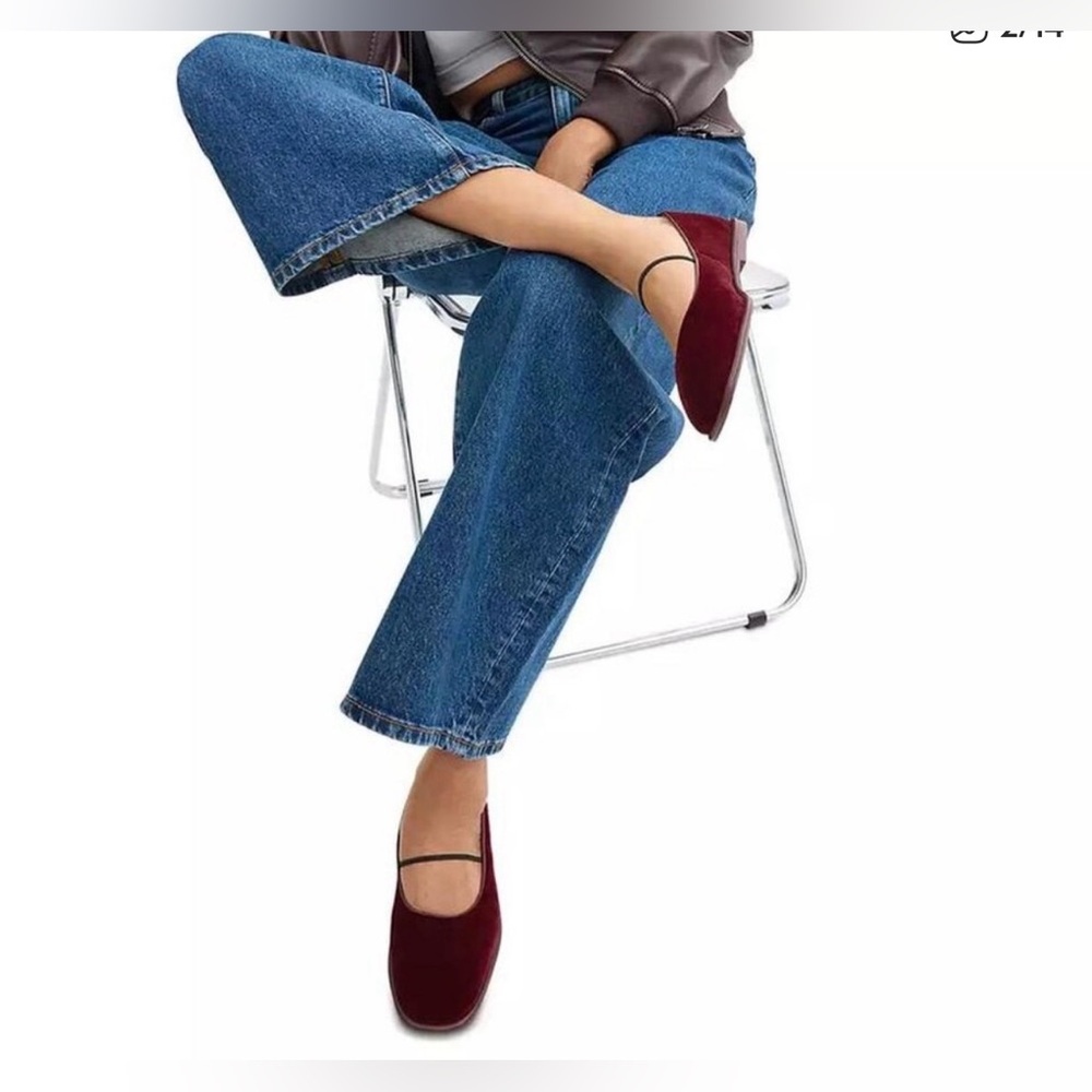 Coach Burgundy velvet Emilia Mary Jane Ballet Flats NWOB - Picture 3 of 8